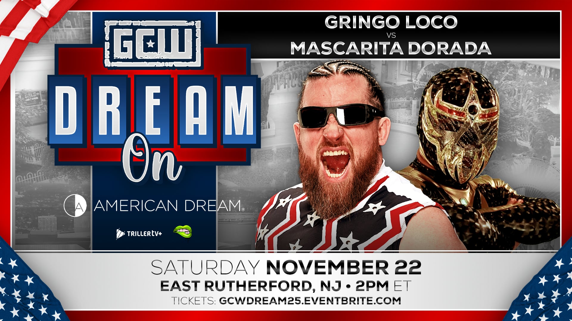 GCW(Game Changer Wrestling)は現地時間10月31日、11月22日にニュージャージー州イーストラザフォードで開催する「AMERICAN DREAM」大会の最新カードとして、マスカリータ・ドラダ対グリンゴ・ロコのシングルマッチを正式発表しました。